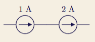 <p>Ideal current source connected in series w/ source of different value</p>