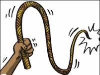<p>beating with a whip or strap or rope as a form of punishment</p>
