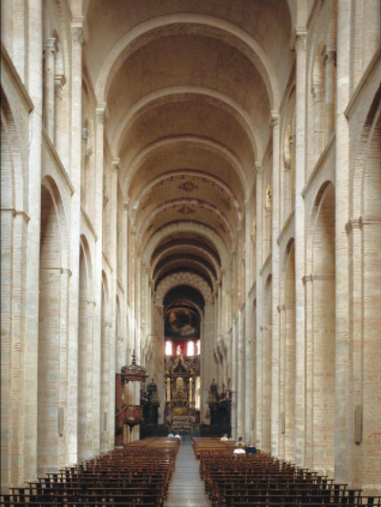 <p>Benefits of a vaulted ceiling (Interior of Saint-Serin, Toulouse, France, C. 1070-1120)</p>