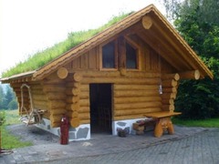 <p>A small wooden house to sleep in at camp.</p>