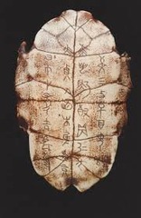 <p>animal bones and turtle shells carved with messages; used to ask ancestors questions.</p>