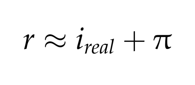 <p>since both inflation and real interest rates will be low, them multiplied together can be approximated to zero</p><p>so by the time you’ve expanded brackets and simplified it will look as pictured</p><p></p><p>only an ESTIMATE</p>