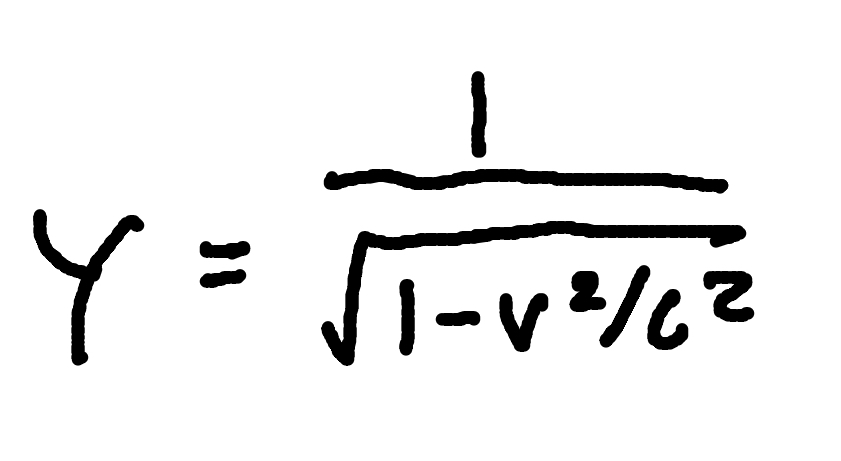 <p>where</p><p><span>γ = Lorentz factor </span></p><p><span>v = relative speed</span></p><p><span>c = speed of light (3×10^8m/s) </span></p><p></p>