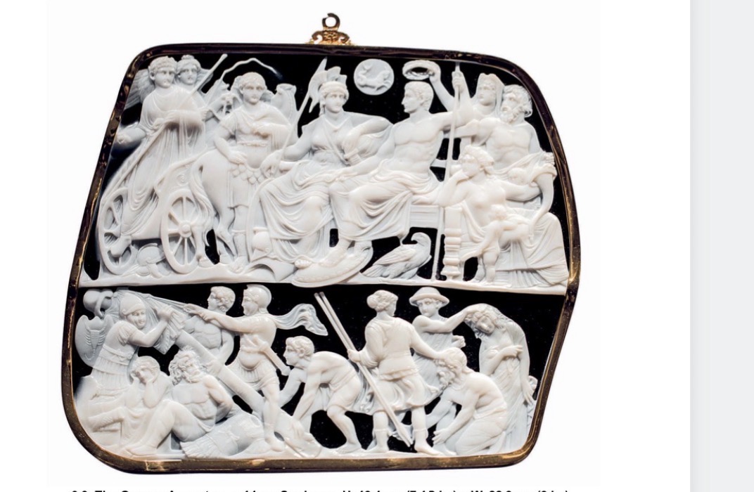 <p>When- 14 ce</p><p>Material- <span><span>Sardonyx cameo</span></span></p><p><span><span>What- a large cameo celebrating Augustus and Roman military victories </span></span></p><p><span><strong><span>The Gemma Augustea is a luxury sardonyx cameo that portrays Augustus as a divine ruler while celebrating Roman victory and the Julio-Claudian dynasty. Also one of the best examples of imperial propaganda art in luxury art </span></strong></span></p>
