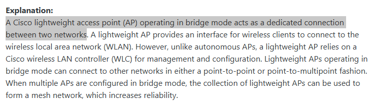 <p>It acts as a dedicated connection between two networks.</p>