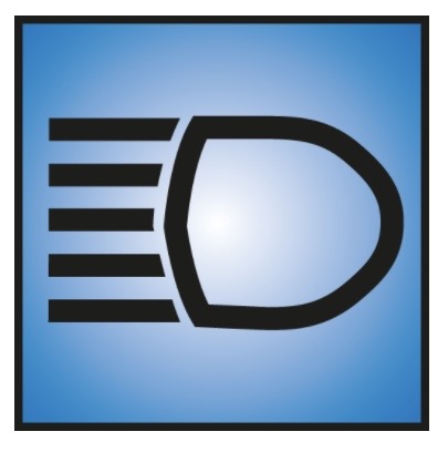 <p>Blue headlights sign</p>
