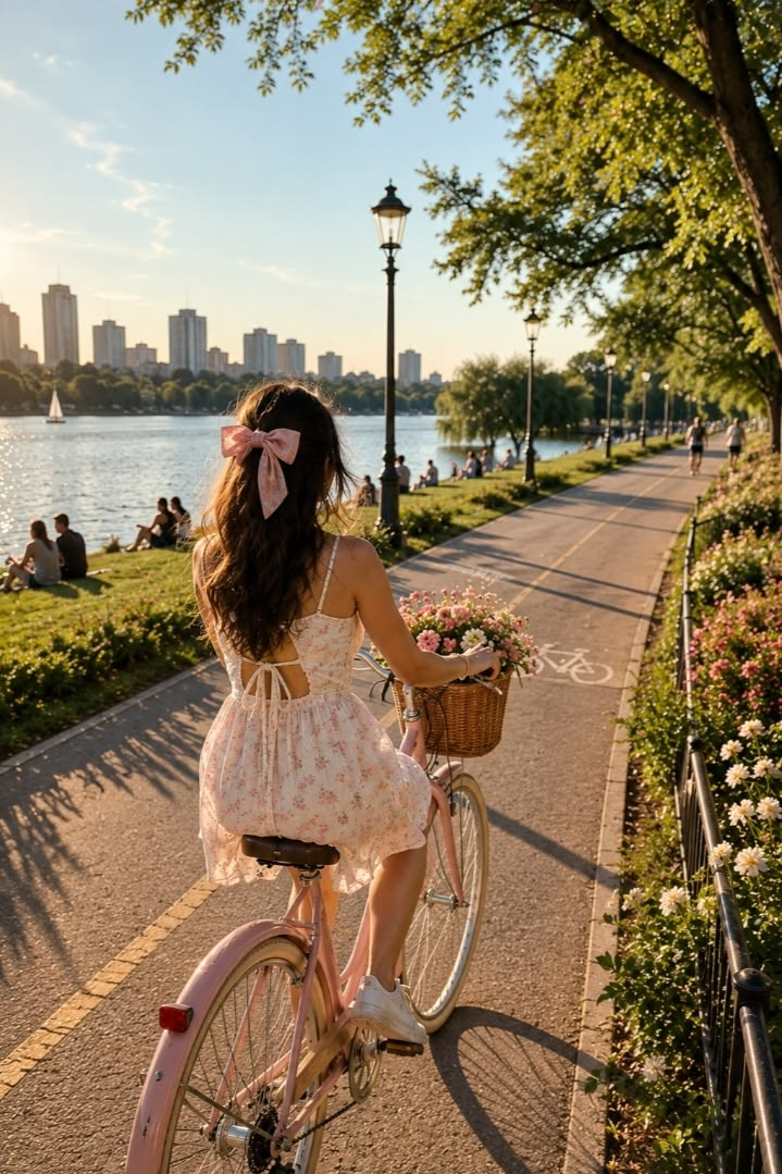 <p>by bicycle</p>
