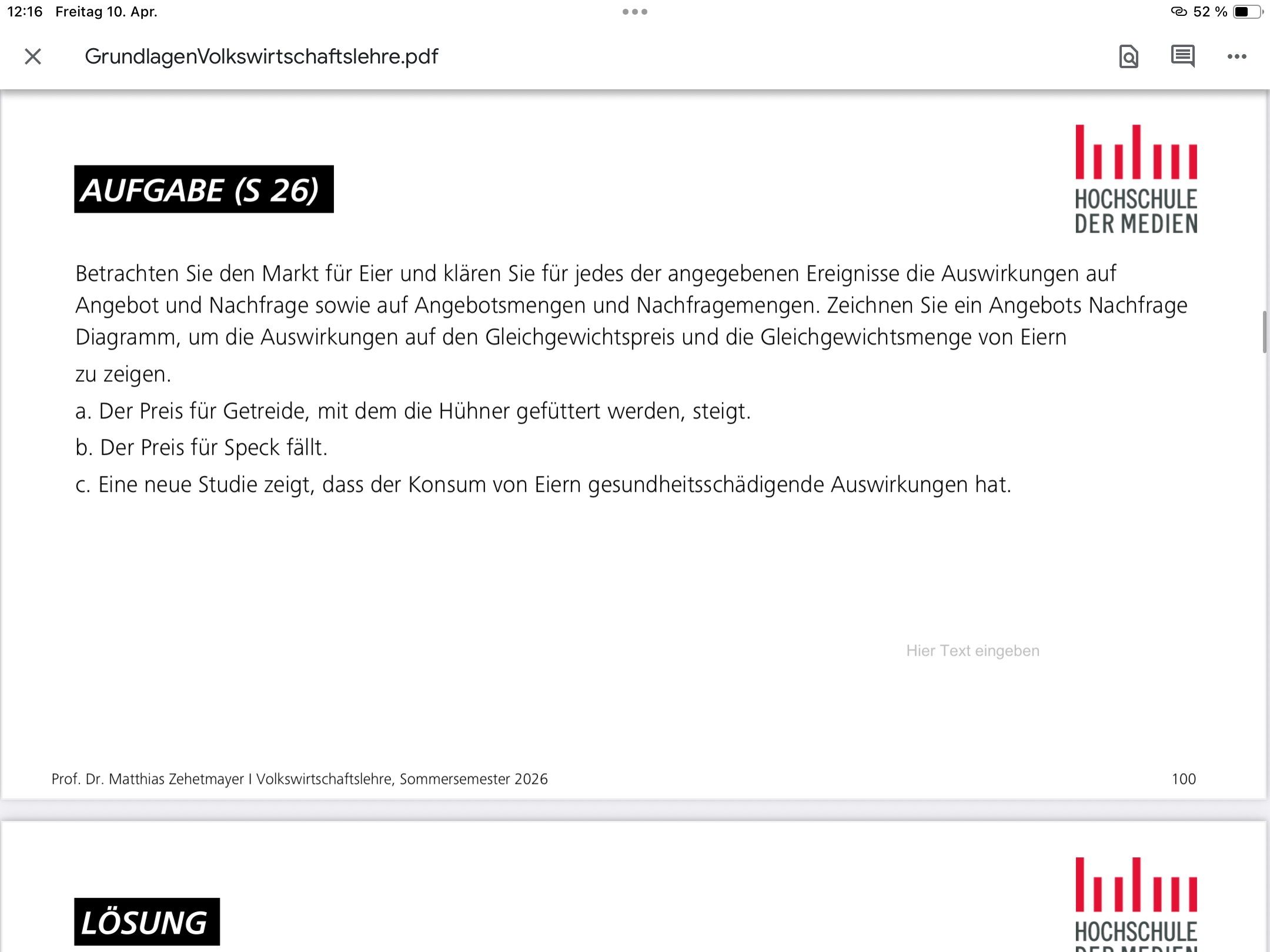 <p>Übung zu Angbot und Nachfrage mit Kurven</p>