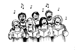<p>chorus, choir</p>