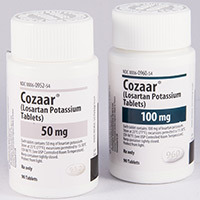 <p>losartan</p><p>25-100mg /day</p>