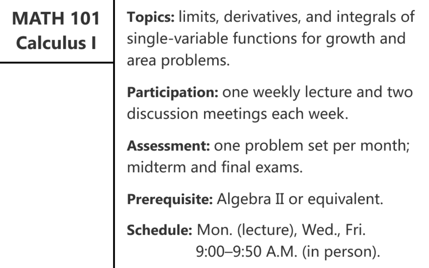 <p><span>What is most likely included in the Wednesday and Friday course meetings?</span></p>