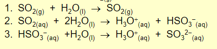<p>So2 dissolves and dissociates</p><p></p><p></p>