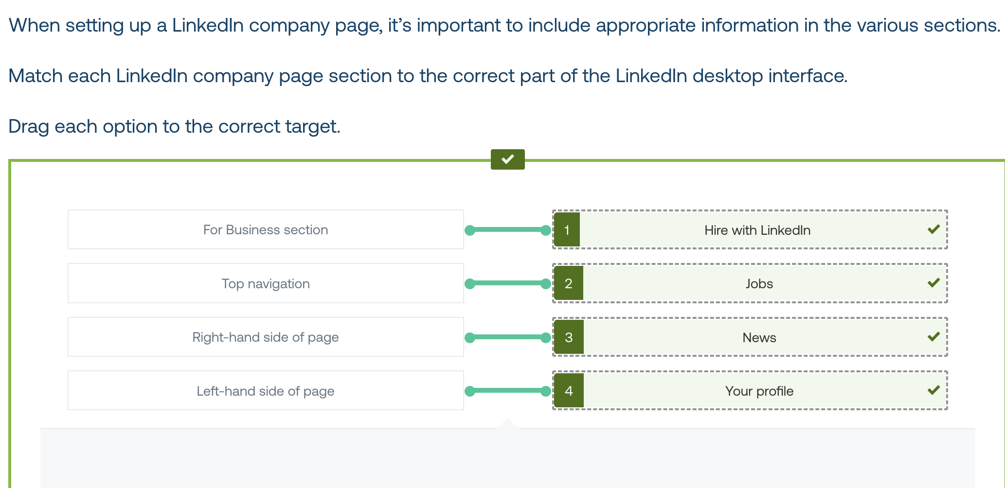 <p>right - news</p><p>left - your profile</p><p>business - hirew with linkedin<br>top navigation - jobs</p>