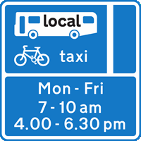 <p>When may you drive a car in this bus lane?</p>