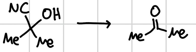 <p>cyanohydrin destruction (idk lol)</p>