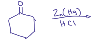 <p>carbonyl + Zn(Hg)/HCL</p>