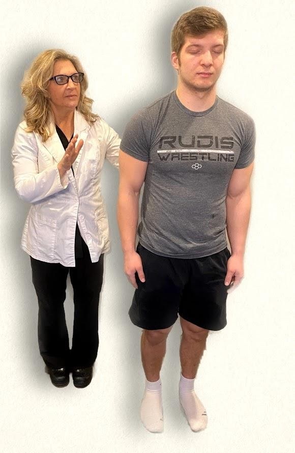 <p>Client stands for 20 seconds with minimal sway</p>