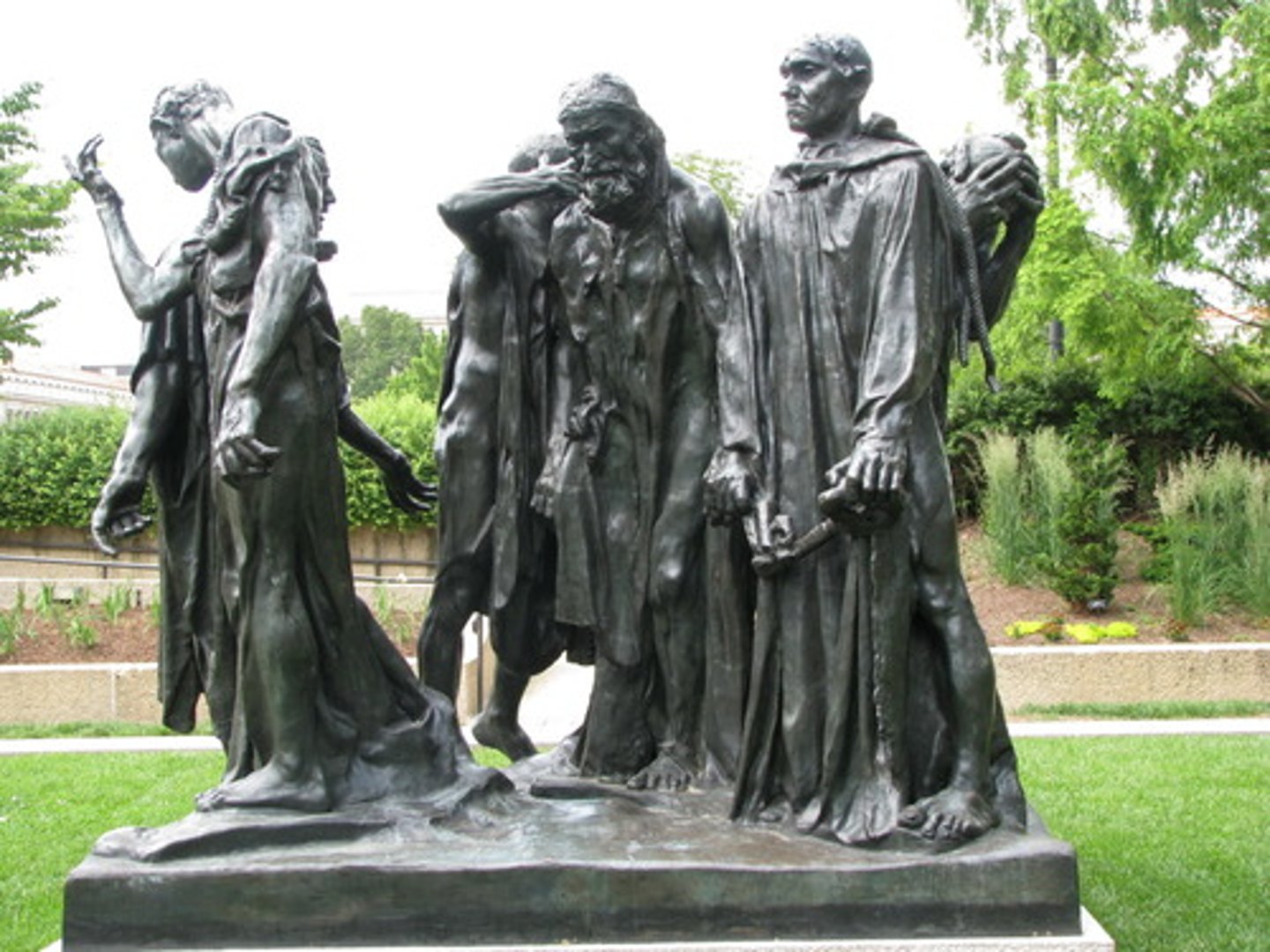 <p>The best known figure of the group of six known as The Burghers of Calais: the first to volunteer and surrender, wearing "a shirt and a rope around his neck" to the King of England at that time, Edward III, to save the people of Calais.</p>