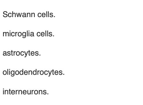 <p><span>Each of the following is a type of glial cells </span><em>except</em></p>