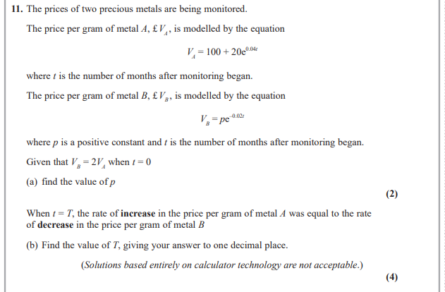 <p>2024 AS Q11 <strong>exponentials and logarithms </strong>part b</p>