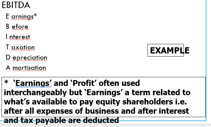 <p>Earnings before interest tax depreciation and amortisation</p>