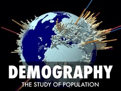 <p>population ecology for humans; considering size, density, and distribution</p>