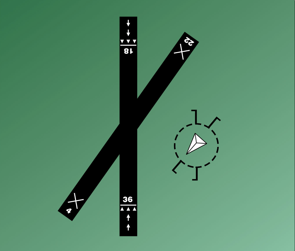 <p>If the wind is as shown by the landing direction indicator, the pilot should land on</p>