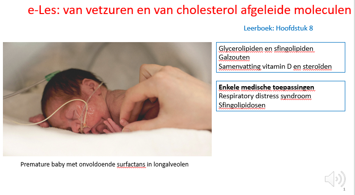 <p><span>Dit is een afgeleide van vetzuren die de longblaasjes moet bedekken om de overdracht van O2 uit de lucht naar het bloed te optimaliseren.</span></p><p style="text-align: left;"><span>Als je onvoldoende surfactans hebt zal de O2 onvoldoende kunnen penetreren naar het bloed en heb je dus respiratory distress.</span></p>
