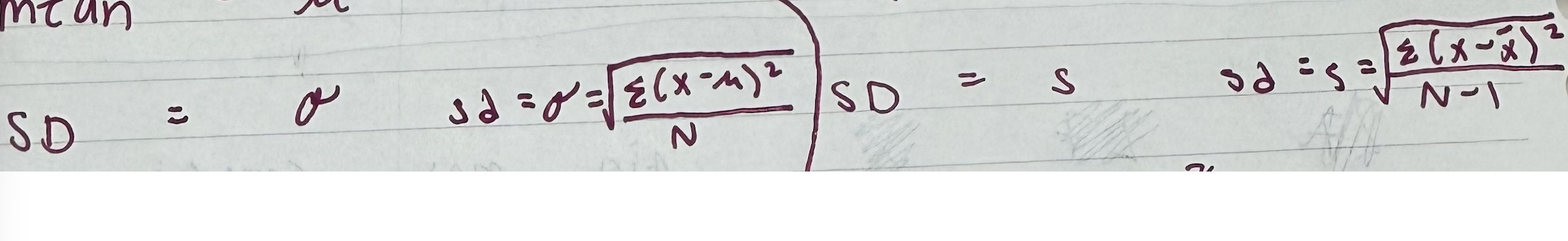 <p>cant be bigger than range </p><p>doesn’t get affected by adding a number to every observation (same for variance)</p>