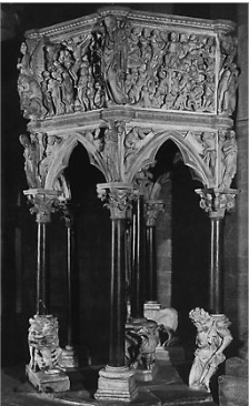 <p>Giovanni Pisano (son), 1297–1301, Pistoia, Italy, marble; Italian Art</p><p>-show a crucial shift from medieval traditions toward the naturalism and drama that would define the Renaissance</p><p>-increased emotion and movement</p><p><strong>-Giovanni Pisano pushes toward emotional, dramatic expression</strong></p>
