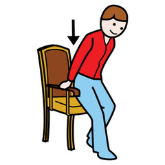 <p>I sit down</p>
