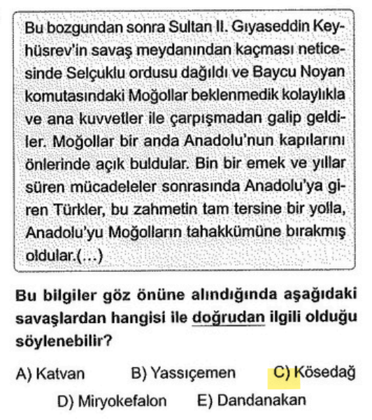 <p>Kösedağ Savaşı, Türkiye Selçuklu Devleti için yıkılış sürecinin başlangıcıdır. Bu bozgun sonrası Anadolu, İlhanlı (Moğol) baskısı altına girmiştir.</p>