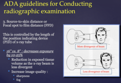 <p>- Reduction in exposed tissue as beam is less divergent</p><p>- Increase in image quality (sharpness/fog)</p>