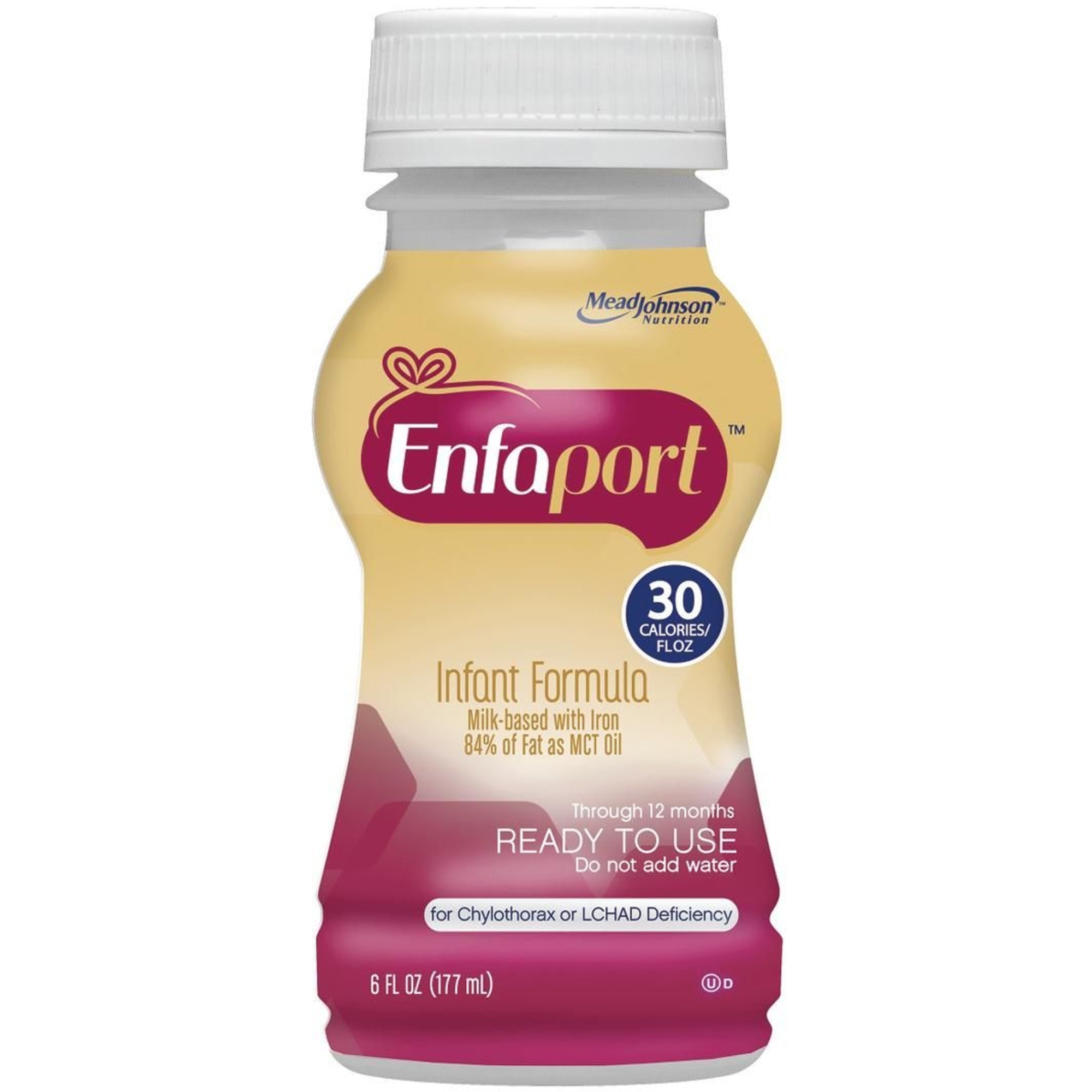 <p>Enfaport!</p><p>Its fat composition is approximately:</p><ul><li><p><strong>84% MCT</strong></p></li><li><p><strong>16% LCT</strong> (to provide essential fatty acids)</p></li></ul><p>The reduced LCT content decreases chyle production because LCTs are absorbed into the lymphatic system, whereas MCTs are absorbed directly into the portal circulation.</p><p><strong><mark data-color="#e692e8" style="background-color: rgb(230, 146, 232); color: inherit;">30 kcal/oz (~1 kcal/mL)</mark></strong></p><p>ex: <strong>Enfaport</strong> at 15 mL/kg/day if breast milk is unavailable or not being used.</p><p>or 11.25 mL enfaport + 11.25 mL skimmed breast milk = 22.5 mL/kg/d</p>