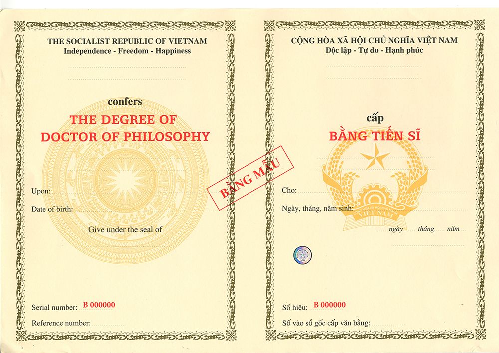 <p>bằng tiến sĩ</p>