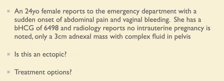 <p>Ectopic Pregnancy HYC</p><ul><li><p>Definition</p></li><li><p>Risk factors</p></li><li><p>Clinical presentation</p></li><li><p>DDx:</p></li><li><p>Diagnosis</p></li><li><p>Management</p></li><li><p>Follow up</p></li></ul><p></p>