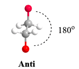 <p>An <strong>anti conformation</strong> is when two bulky groups in a Newman projection are <strong>180° apart</strong> from each other.</p>