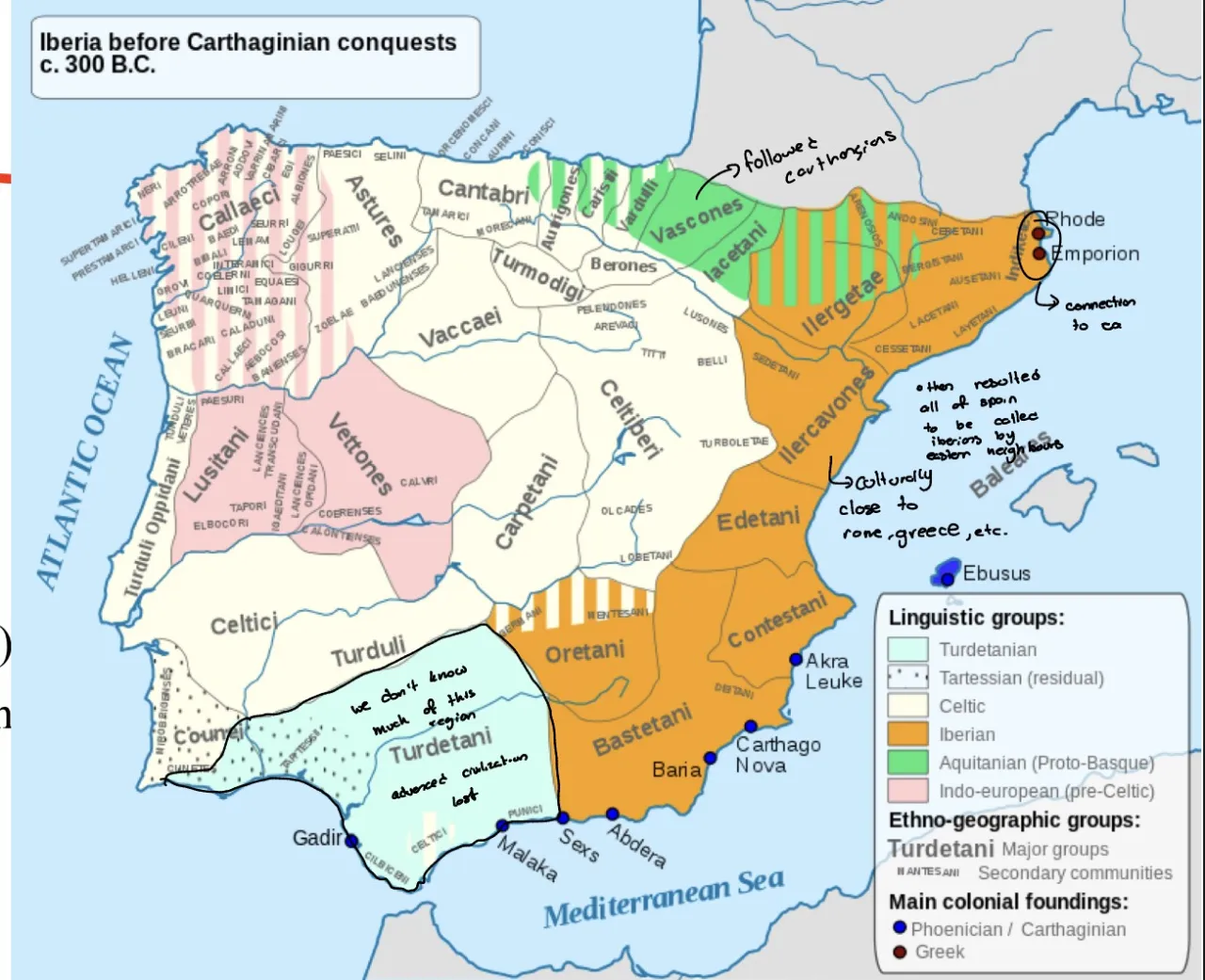 <p>What were the regions of the iberian peninsula before Carthaginian and roman Conquests </p>