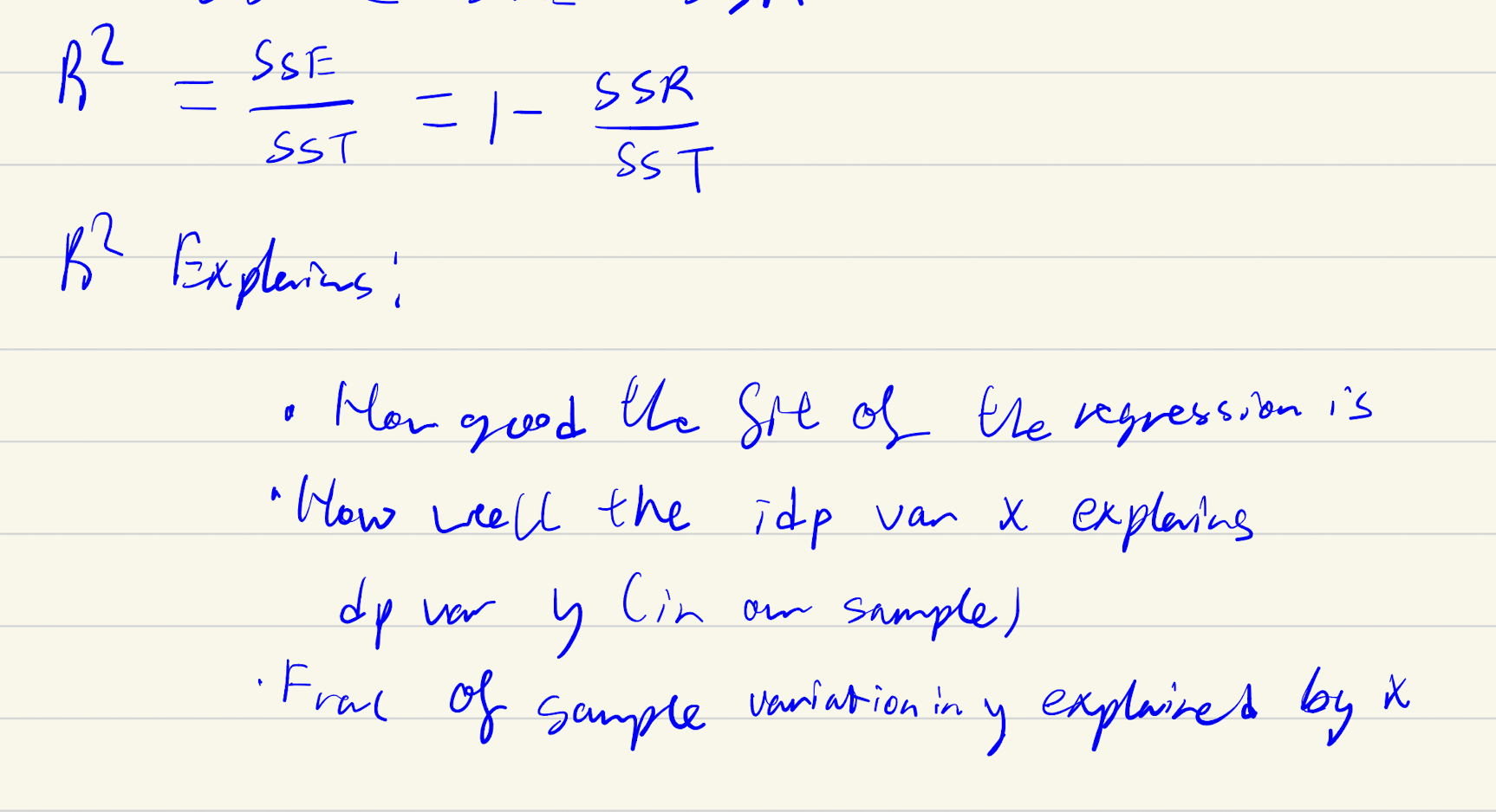 <p>also = var(y-est)/var(y)</p>