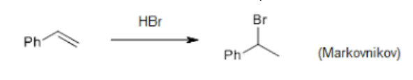 <p><span style="background-color: transparent;"><span>The halogen attaches to the carbon of the alkene with the fewest hydrogen atoms (or the most substituted)</span></span></p>