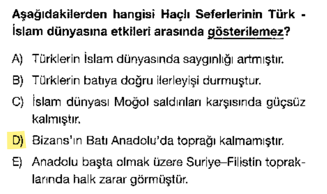 <p>Haçlı Seferleri sırasında Bizans, Türklerin baskısından kurtulup Batı Anadolu'daki bazı toprakları geri almıştır. Yani Bizans hala oradadır!</p>