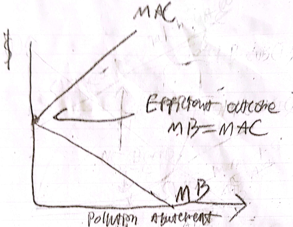<p>According to the Equimarginal rule. The efficient level of abatement (A*) occurs when the marginal benefits equal the marginal costs, MB(A*)=MC:(A*). Yes, the optimal level of pollution can theoretically be zero.</p>