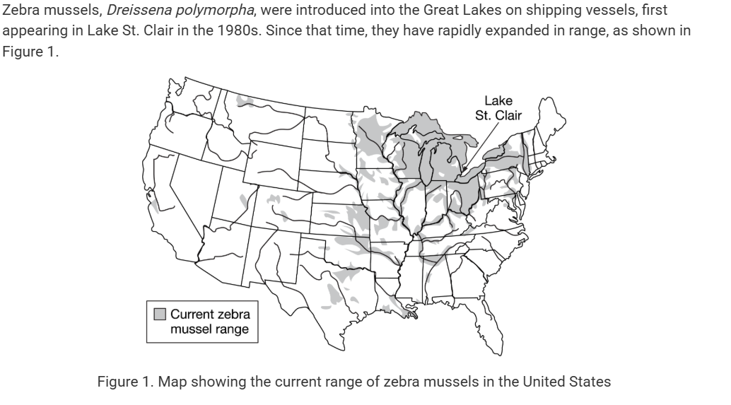 <p><span>Which of the following best supports the alternate hypothesis that zebra mussels display characteristics of an invasive species?</span></p>
