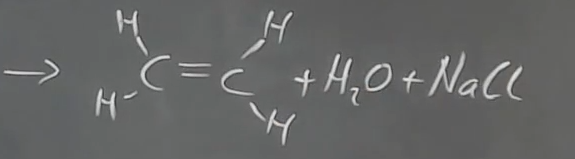 <p>modsatte reaktion end addition hvor vi får alkenen tilbage altså udtrækker en gruppe</p>