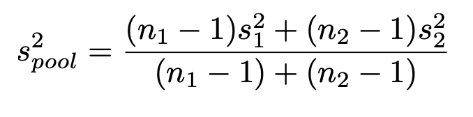 <ul><li><p>Calculate pooled variance </p><ul><li><p>Using estimated population variances from each sample, and sample sizes of each sample</p></li></ul></li></ul><p></p>
