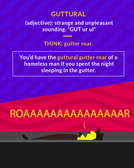 <p>produced in the throat; harsh; rasping; throaty</p>