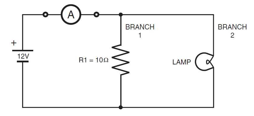 <p><span>In the circuit below, what is the voltage across the lamp?</span></p>