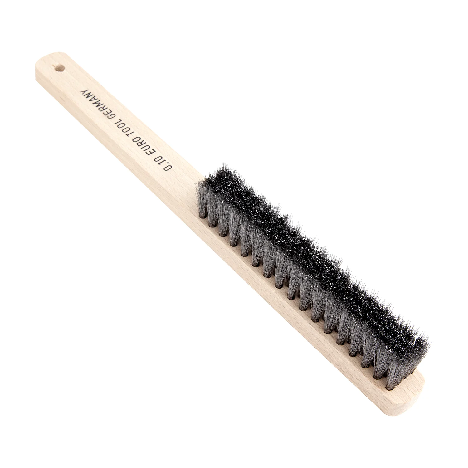 <p>Hand tool with stiff steel or brass bristles mounted in a block or handle, used to remove rust, slag, and debris from metal surfaces before welding or finishing.</p>