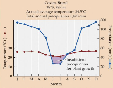 <p>high temperature, seasonal precipitation biome found between 0-23.5 degrees, seasonality driven by precipitation (wet vs. dry season), dominated by drought deciduous trees, thorn woodlands, grasses, shrubs</p>