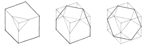 <p>a form can be transformed by subtracting a portion of its volume </p><p>depending on the extent of the subtracting process, the form can retain its original identity or transformed into a form of another family</p>